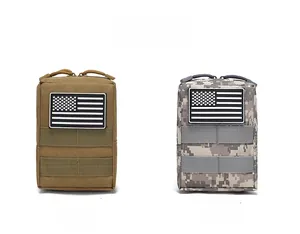 Taktische EDC-Taschen in Tan und ACU-Tarn mit MOLLE-System und US-Flaggen-Patch
