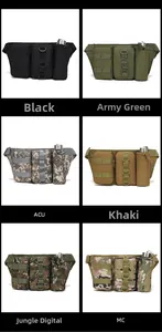 Détails des sacoches tactiques en noir, vert, kaki et divers motifs de camouflage