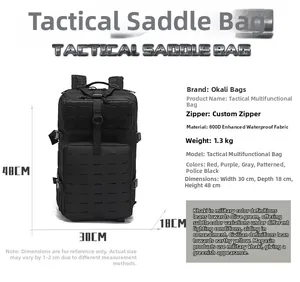 Tactical 45L hiking backpack dimensions: 30x18x48cm, 800D waterproof material