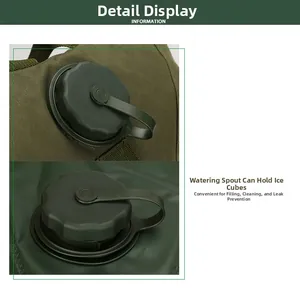 Detail of the 3L tactical water bladder opening with leak-proof screw cap for easy ice filling