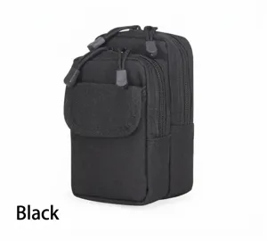 Pochette tactique noire en nylon haute densité pour fixation à la ceinture extérieure