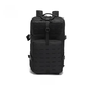 Front view of 45L waterproof tactical hiking backpack with black MOLLE laser-cut system