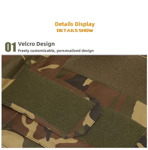 Détail du gilet tactique camouflage woodland avec système de conception modulaire