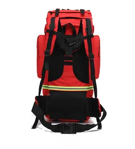 Vue dorsale ergonomique du sac à dos 65L avec rembourrage respirant et sangles