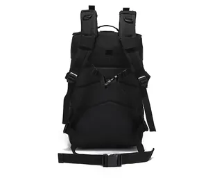 Detail of ergonomic breathable honeycomb mesh back and straps on black tactical backpack