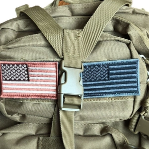 Tactical nylon backpack with quick-release buckle and US flag embroidered patches