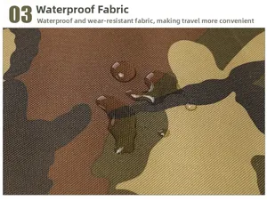 Gros plan du tissu camouflage de gilet tactique montrant la texture imperméable
