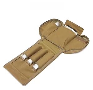 Internal capacity of the tactical MOLLE pouch showing elastic loops and compartments