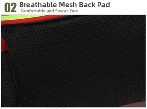 Détail du rembourrage dorsal en maille 3D respirante pour sac à dos de randonnée 65L