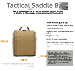 Detailed specs of the 800D waterproof khaki tactical MOLLE medical utility gear bag