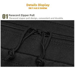 Close-up of durable dual metal zippers with black paracord pulls on tactical outdoor backpack
