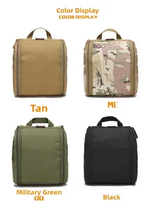 Outdoor tactical pouches in tan, camo, olive, and black with durable MOLLE webbing