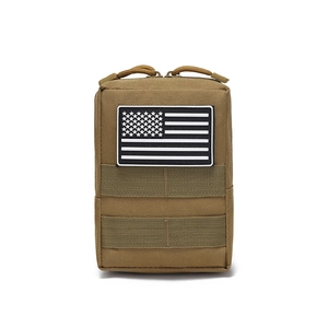 Taktische MOLLE-Zubehörtasche aus khaki Nylon mit US-Flaggen-Patch für Outdoor-Ausrüstung