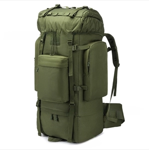 Large 100L military green tactical backpack for outdoor hiking and professional camping