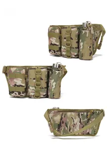 Vues détaillées du sac banane tactique camouflage étanche avec poches multifonctions