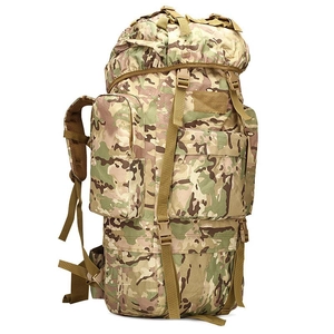 Tactical Multicam 100L hiking backpack with large capacity and multi-pocket design