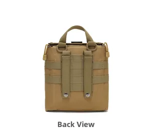 Tactical MOLLE pouch back view with heavy duty nylon straps and metal snap buttons