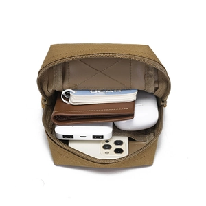Taktische MOLLE-Tasche aus khakifarbenem Nylon mit Innenraum für Handy und Powerbank