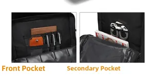 Detailed interior view of waterproof tactical backpack with pen slots and large pockets