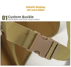 Détail de la boucle tactique et de la sangle en nylon durable sur le sac banane