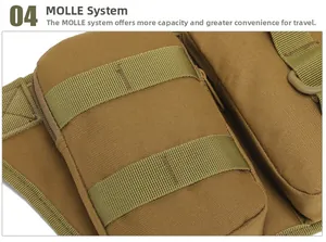 Détail du système MOLLE sur sacoche tactique avec sangle en nylon et boucle en D