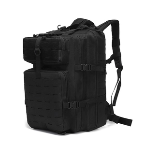Black 45L waterproof tactical backpack for hiking and outdoor sports with MOLLE system