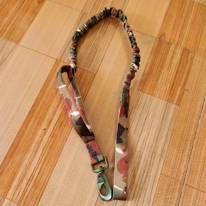 Durable camouflage tactical pet leash with elastic shock absorber and metal swivel hook