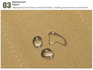 Close-up of waterproof and wear-resistant high-density fabric with water droplets