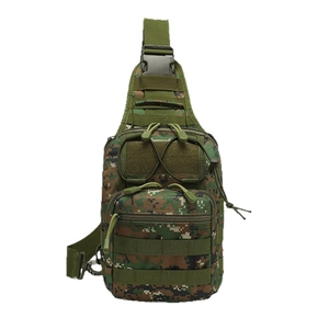 Tactical camouflage cross-body chest bag with MOLLE system for outdoor and hiking sports