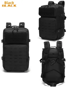 Détails du sac à dos tactique noir avec système Molle laser et dossier rembourré