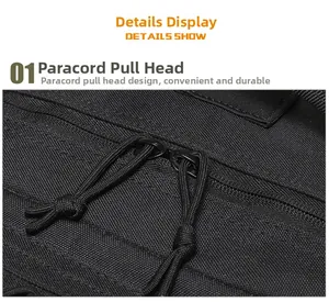Detailed macro view of durable paracord zipper pulls on the tactical outdoor backpack