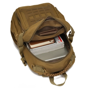 Tactical brown waterproof hiking backpack with large capacity and laptop compartment