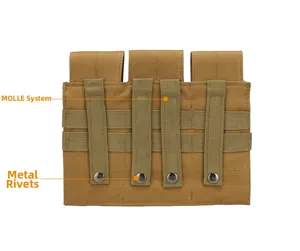 Vue détaillée du porte-chargeur tactique avec système MOLLE et rivets à pression en métal