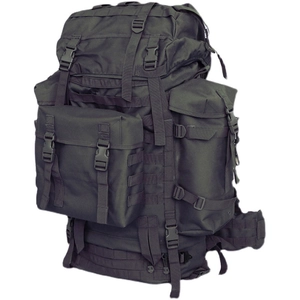 80L large capacity black tactical hiking backpack with MOLLE system and multiple pouches