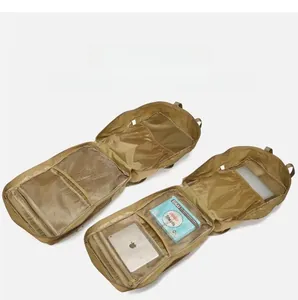 Detail view of the large capacity tactical backpack showing internal storage compartments