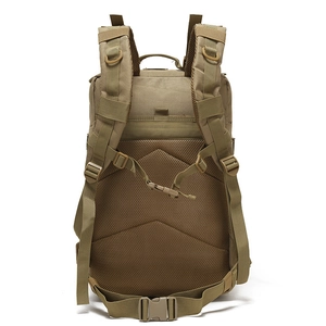 Sac à dos tactique kaki de grande capacité avec système dorsal en maille respirante