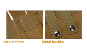 Détails de la pochette tactique Molle avec zone velcro et boutons-pression en nylon