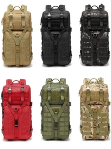 Detailed matrix of waterproof tactical backpacks in six multi-color outdoor camouflage options