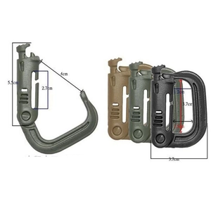 Tactical D-ring carabiner clips for Molle systems in black army green and tan colors