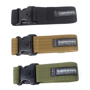 Three tactical nylon belts in black, khaki, and army green with quick release buckles