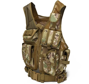 Macro detail of breathable mesh fabric and adjustable plastic buckles on tactical vest