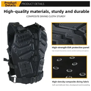 Tactical vest detail showing high-density EVA protective plates and flexible diving fabric