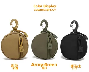 Tactical round coin pouch set in Tan, OD Green and Black with durable swivel hooks