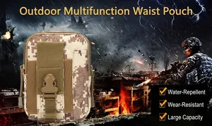 Water-resistant desert camo tactical waist pouch with large capacity and buckle closure
