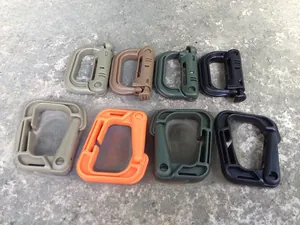 Size comparison of tactical D-ring locks and heavy-duty carabiners in four colors