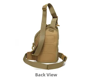 Tactical chest bag back view showing padded mesh cushions and adjustable shoulder strap
