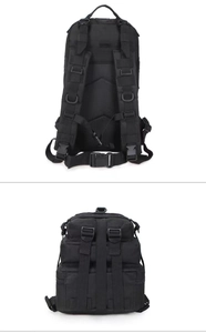 Detail view of the tactical backpack breathable back padding and buckle system