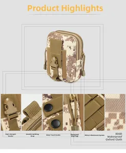 Detail of 800D waterproof oxford fabric and MOLLE system on tactical waist bag