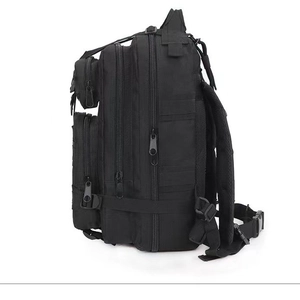 Tactical 3P outdoor backpack in black nylon with side compression straps and MOLLE system