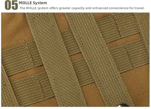 Détail du système MOLLE tactique sur une pochette d'accessoires en nylon robuste